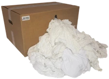 White Knit Reclaimed Rags  - Wiping Cleaning Cloth - 50 LB Box 