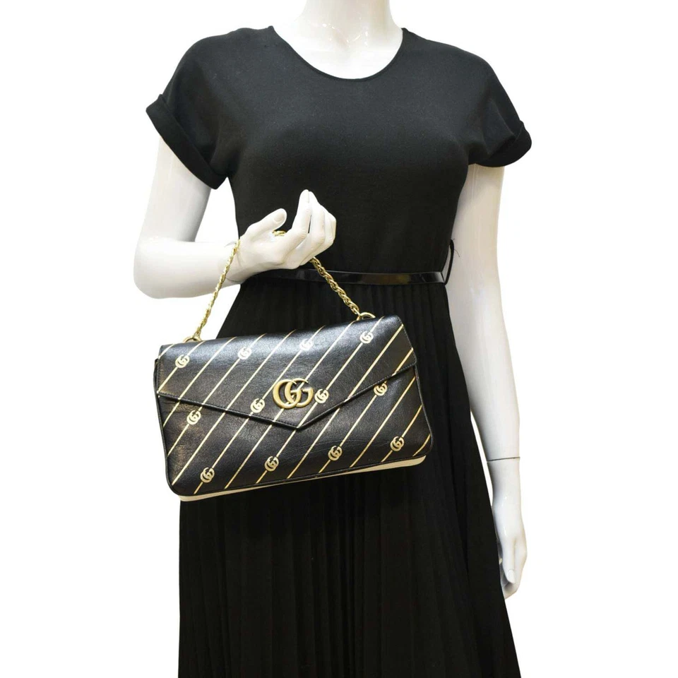 Bolso Cartera GUCCI Thiara Mediano Doble Cuero Liso Blanco/Negro 524822 Foto 2 de 4