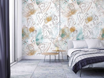 3D Watercolor Comics Girl Wall Murals Wallpaper Murals Wall Sticker