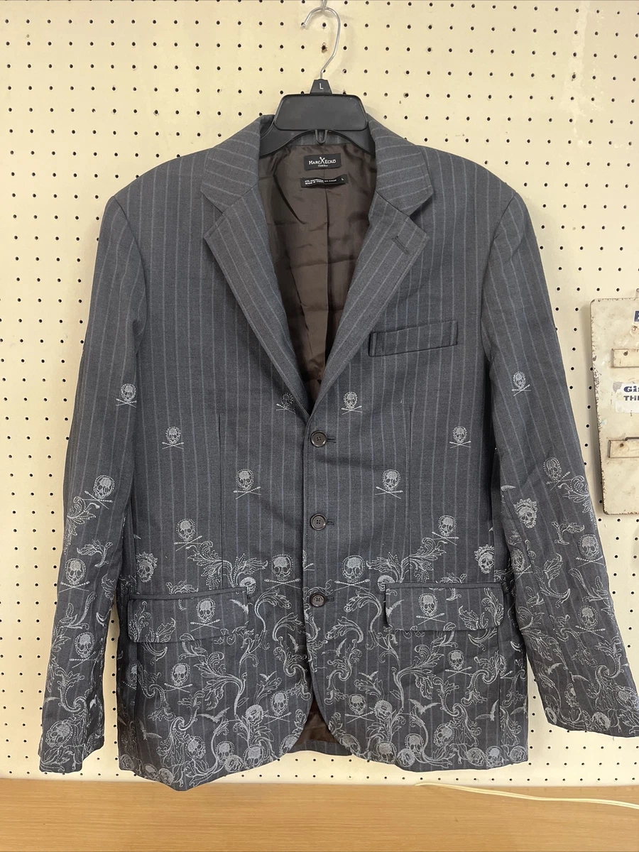 Marc Ecko Cut and sew Gothic Skulls & Bats embroidered punk