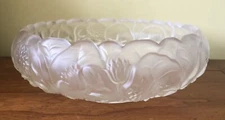 VINTAGE FENTON VELVET FROSTED SATIN GLASS CRYSTAL WATER LILIES CONSOLE LOW BOWL