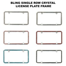 Single Row Diamond Bling Crystal Rhinestone License Plate Frame Car Slim Thin