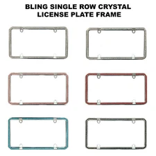 Single Row Diamond Bling Crystal RhineStone License Plate Frame Car Slim Thin
