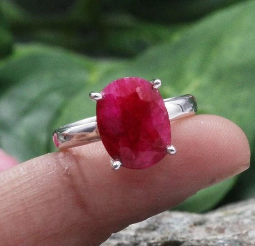 Natural Pink Ruby Ring 925 Sterling Silver Handmade Ring Bohemian Hippie Ring - Picture 2 of 9