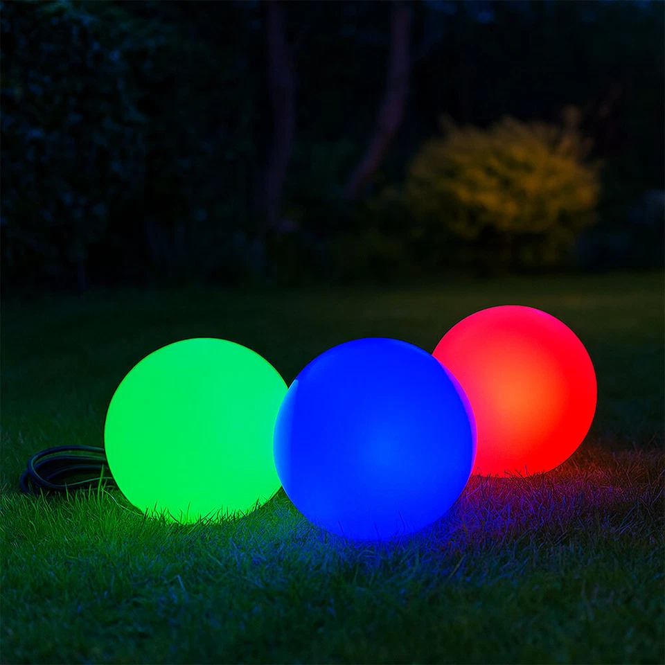 Lampe Sphérique de Jardin D'Extérieur Rouge Vert Bleu Décorative Flottante 3x - Photo 4/4