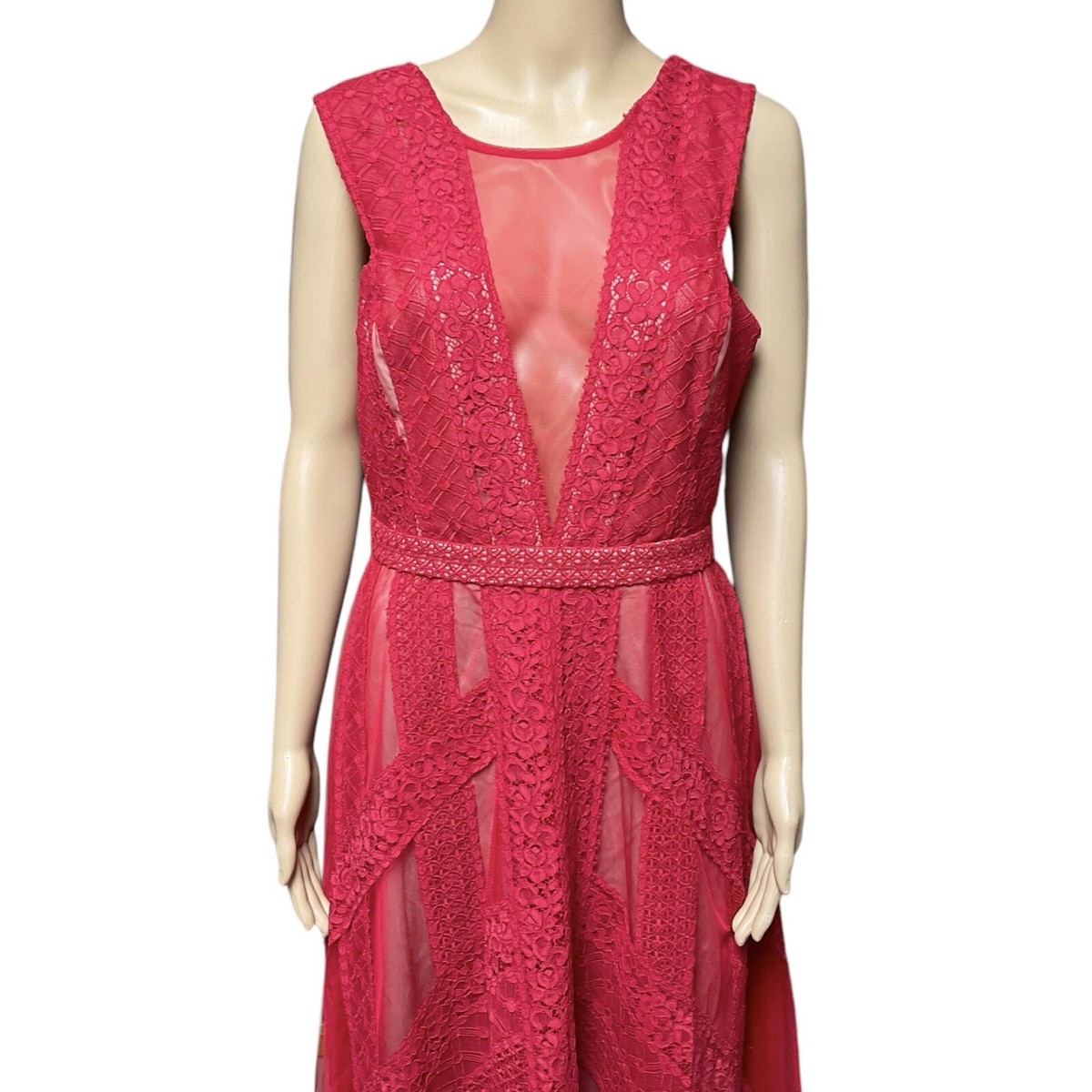 New BCBG Maxazira Andi Dress Red Lace Handkerchief Hem Prom New BCBG Maxazira Andi Dress Red Lace Handkerchief Hem Prom