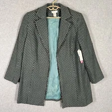Worthington Blazer Jacket Womens 18 Turquoise Brown Frayed Open Career Church