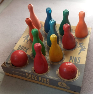 1950er Vintage Duck Pins Bowling-Set   Klassisches Spielvergnügen von Transogram