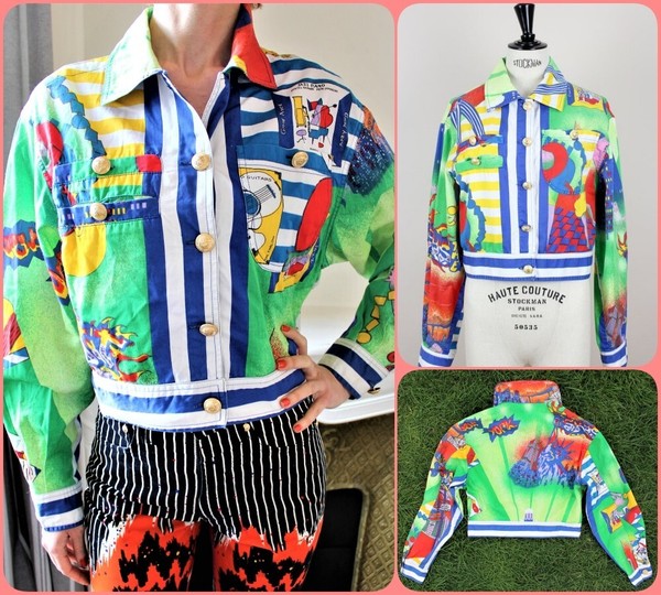 Versace Jean Couture New York Jazz Music Dancer Graffiti Pop Art 1995 Jacket 