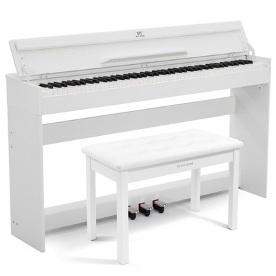 White 88Keys Fully Weighted Digital Piano Graded Hammer Action Keyboards w/Bench
