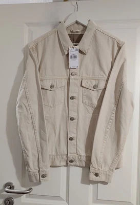 Mango MAN Herren Jeansjacke Ecru Beige Gr. L Jacke Taschen Langarm Baumwolle NEU - Bild 1 von 4