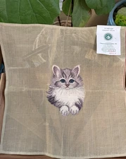 Poman Gray CAT Needlepoint Canvas 18”X 18” #3712