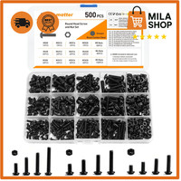 Schrauben Und Muttern Set 500 Stueck M3 M4 M5 Ptfe Schwarz Sortiment Box