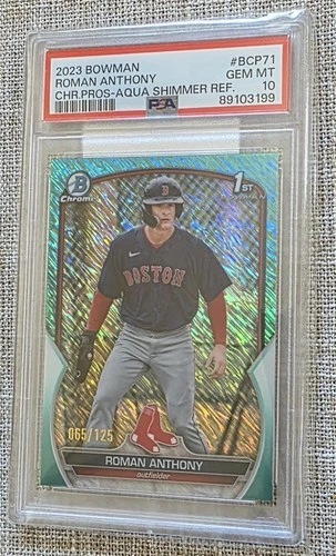 2023 Bowman Chrome Roman Anthony RC Aqua Shimmer Refractor #065/125  PSA 10