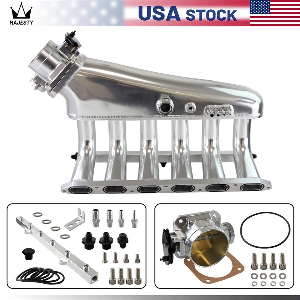 Colector de admisión Billet con kit de riel de combustible + carrocería del acelerador BMW 325i 328i M3 Z3 M50 SL Foto 3 de 4