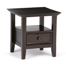 Amherst SOLID WOOD 19 Inch Wide Square Transitional End Table in Hickory Brow...