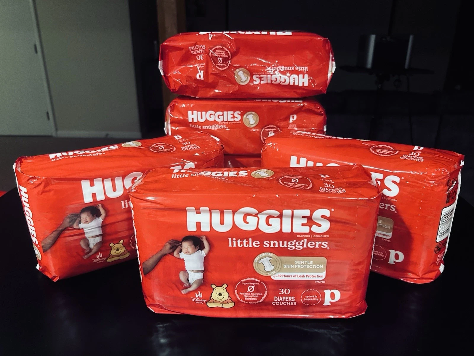 6 Pack Huggies Little Snugglers Baby Diaper Preemie 30 Ct Each (Up to 6lbs) New