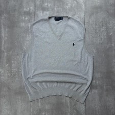 Y2K Grey Polo Ralph Lauren Pima Cotton Knit Vest