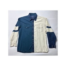 Vintage Wrangler Western Shirts Men's Pearl Snap Color Block Shirt - Size L