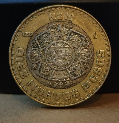 1993 Mexico 10 Nuevo Pesos Bimetallic Sterling Core
