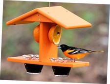 Oriole Bird Feeder, Double-Cup Jelly Oriole Feeder with Pegs for Halves Orange
