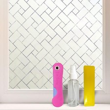 Window Privacy Film with Tool, Static Cling Frosted Glass Window Film, Non-Ad...