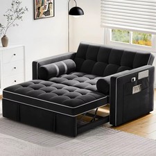 3 in 1 Convertible Sleeper Sofa Couch Bed with USB, Adjustable Backrest