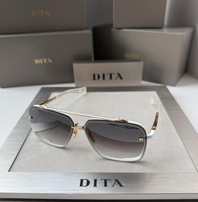 DITA MACH SIX DTS 121 07 Matte White Yellow Gold Gradient Sunglasses AUTHENTIC