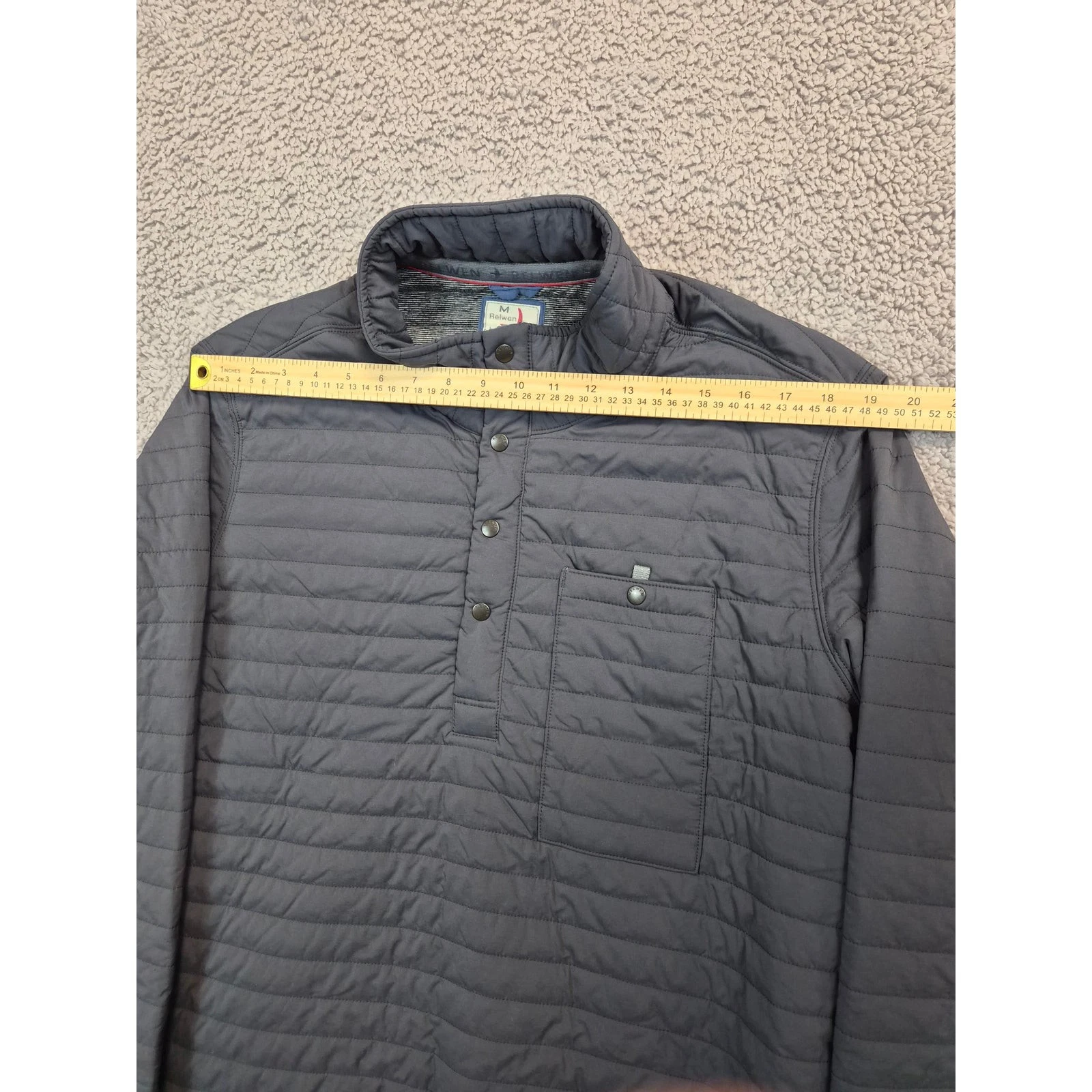 NWT Relwen Insulated Windzip Popover Quilted Jacket Men's M Blue (1473) - product detail image 6
