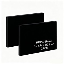 2 PCS HDPE Sheet 1/2 Inch Thick 12x8 Inch High Density Polyethylene Black