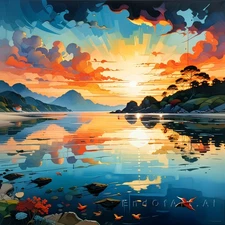 Romantic Landscape Sunset Beach Embrace Canvas Wall Art Picture