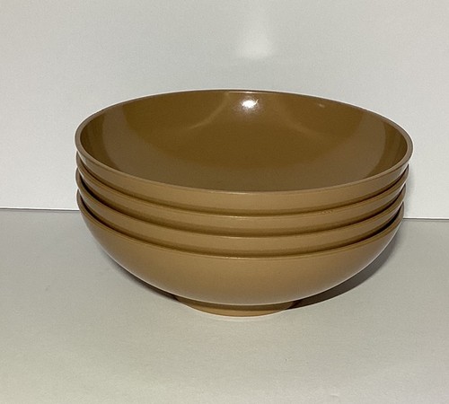 4 Vintage Texas Ware Melmac Melamine Dinner Ware Cereal Bowls G2 Brown 5 5/8”