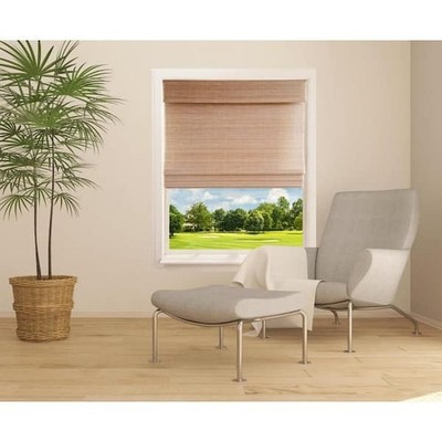 Cordless Bamboo Roman Window Blind Sun Shade 28 in. W x 64 in. L