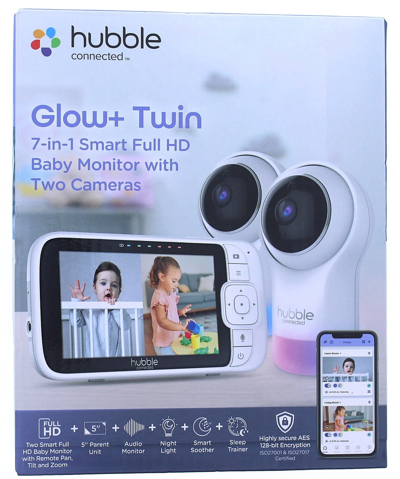 Hubble Connected Glow+ Twin 7-in-1 Smart Full HD Baby Monitor with 2 Cameras
Opens in a new window o