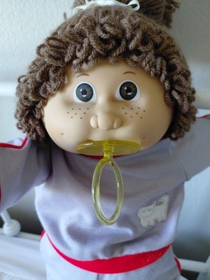 Classic 1985 Jesmar Cabbage Patch Kid, Brown Single Pony/Eyes, Freckles, Paci, 