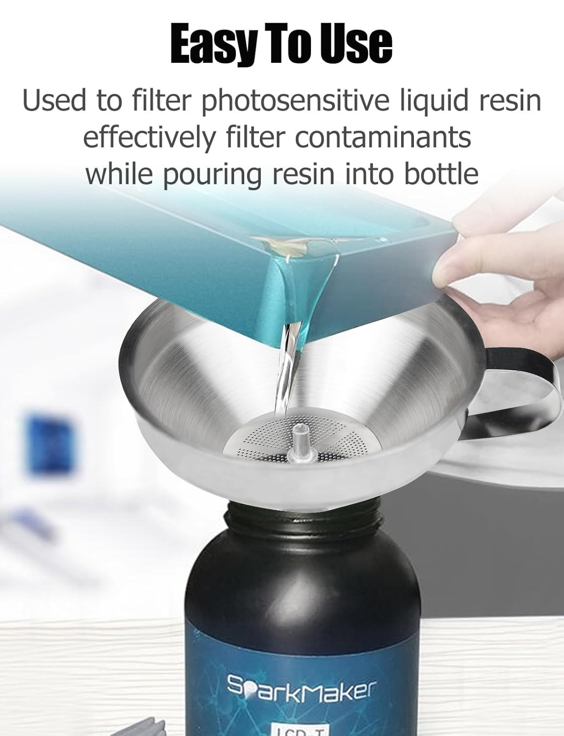 Resin Funnel Resin Filter Funnel with Strainer for 3D Printer Stainless Steel