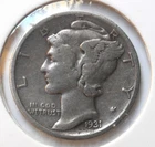 1931-s . . Mercury Dime  .  F .  Original  .  Fine . F