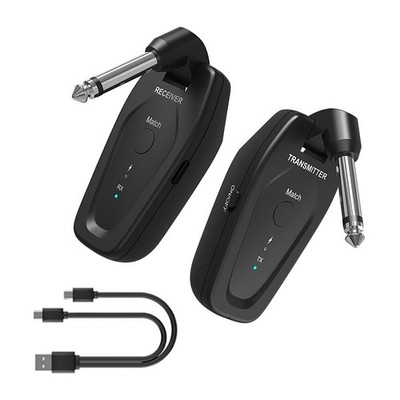 Black UHF Wireless Guitar System Rechargeable Transmitter Receiver Accessories