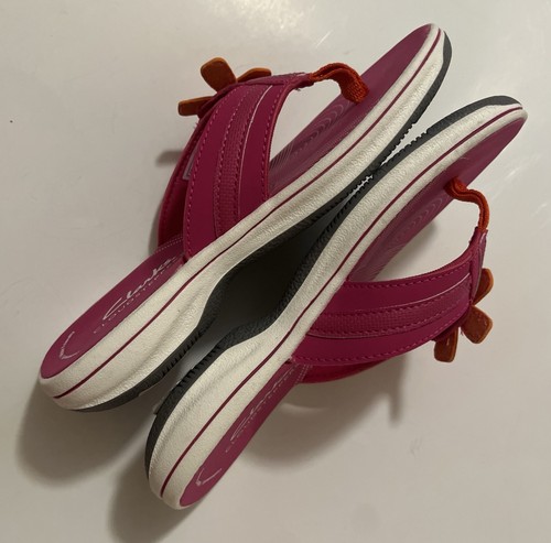 Clarks Cloudsteppers Girls Kids Brinkley Aria Pink Sandal Flip Flop Sz 12 New - Picture 10 of 12
