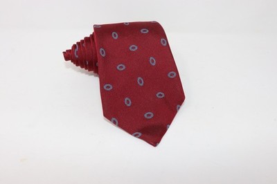 Turnbull And Asser Men's Tie Red Oval Foulard Geometric Silk Necktie England