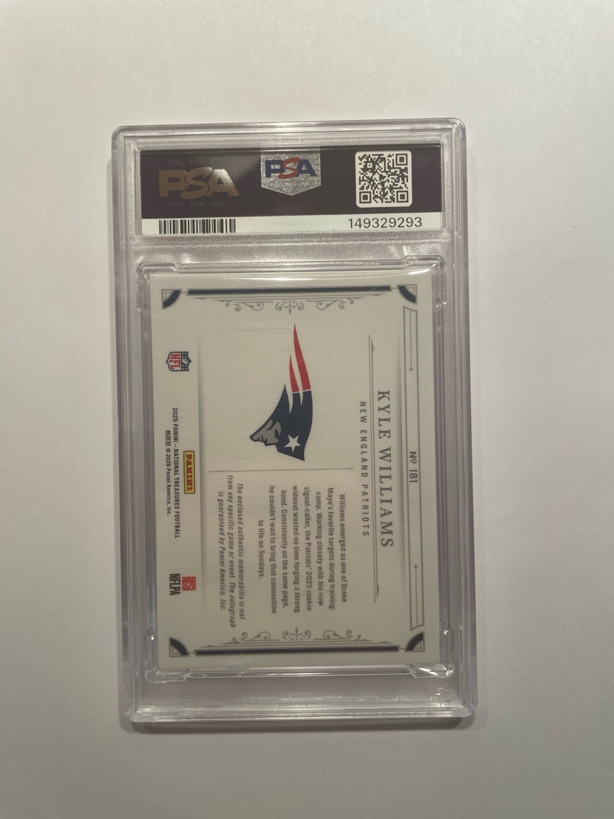 2025 National Treasures Kyle Williams #181 Stars & Stripes Patch Auto /25 PSA 9 view 2