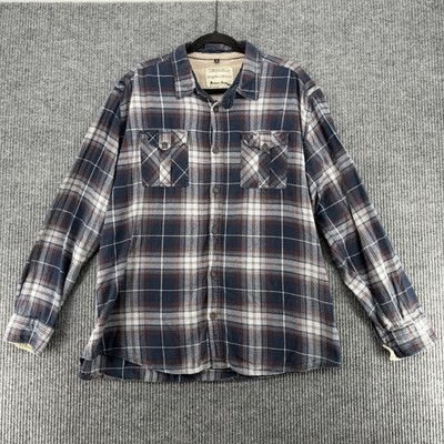 Angelo Litrico Flannel Shirt Mens 3XL Plaid Elbow Patch Workwear Auth Vintage