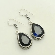 Orecchini pendenti goccia pietra preziosa tanzanite design antico gioielli 1,4" AE-48936