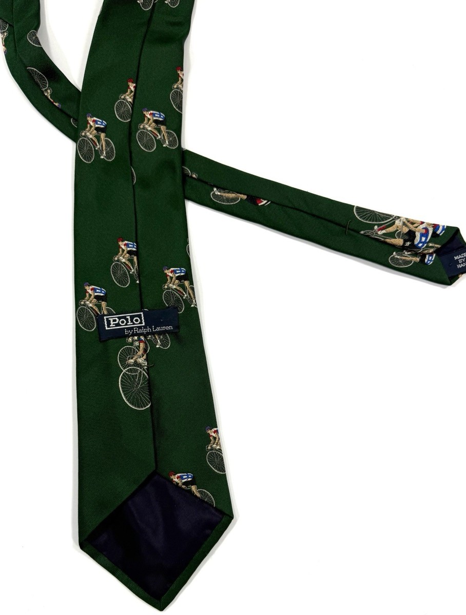 Vintage Polo Ralph Lauren Mens Handmade Silk Tie Cyclist Bike