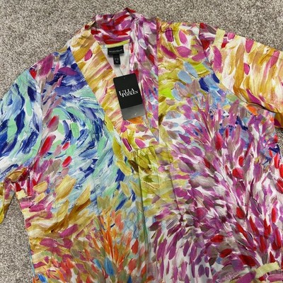 Ulla Popken Womens 20/22 Luxury Selection Multicolor Abstract Floral Tunic NWT