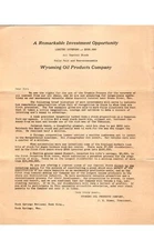 Wyoming Oil Products Stock Prospectus 1910s Rock Springs Bank, Petroleum