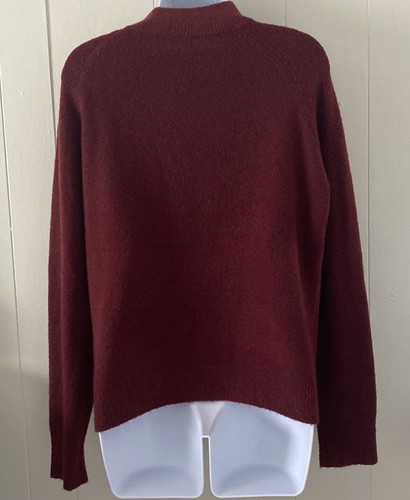 J Crew Factory Womens Sz M Button Sweater In Extra Soft Yarn Maroon Mock Neck - Picture 4 of 7