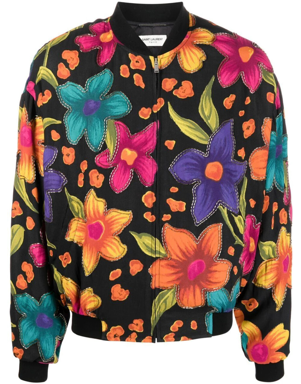 SAINT LAURENT TEDDY FLEUR FLORAL CREPE BOMBER JACKET GIACCA UOMO 684941Y2E898486