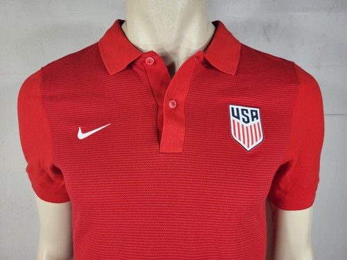 Neu mit Etikett Nike USA rot gestreift 100 % Baumwolle Fußball Trikot Poloshirt Herren Small - Bild 2 von 10