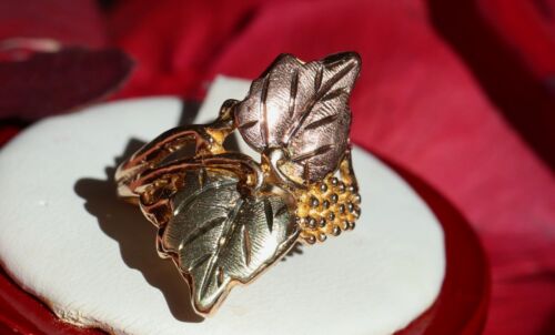 10k multi tone gold ring sz 7 diamond cut grape leaf 3.75g Black Hills Gold N368 - Picture 10 of 24